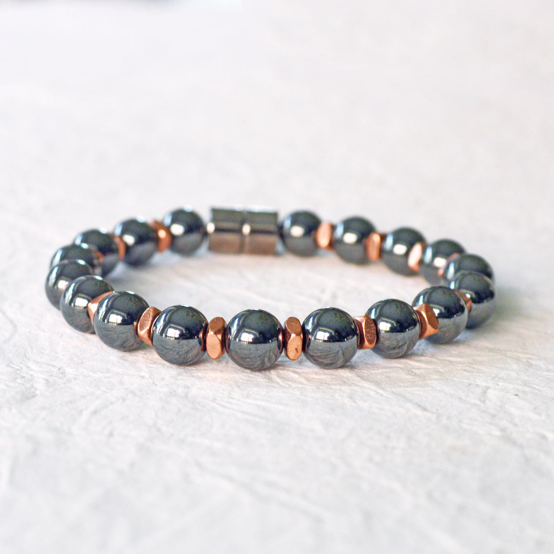 PENGION Hug From Heaven Morse Code Bracelet - Adjustable Obsidian & Hematite Bead Bracelet, Gift For Loss