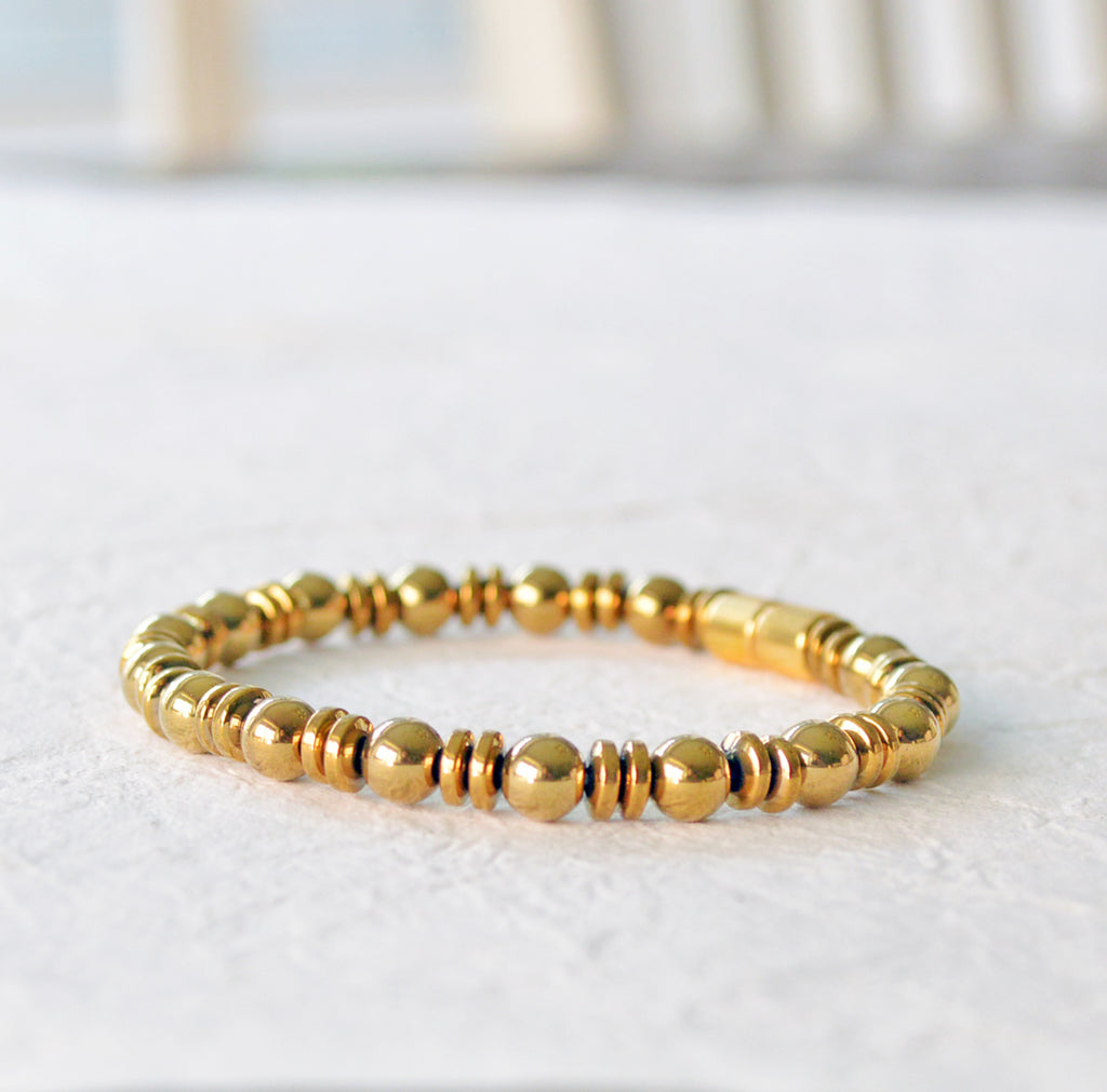 Gold Metallic Magnetic Hematite Bracelet - Main Image