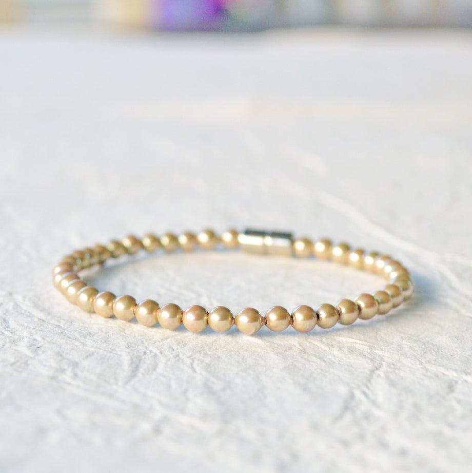 Gold Pearl Hematite Magnetic Bracelet